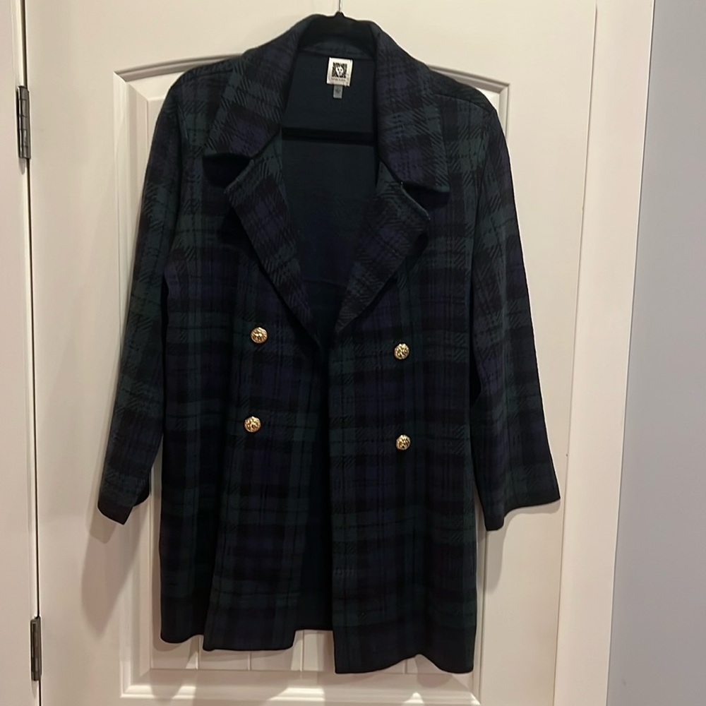 Anne Klein Oversizes Plaid Blazer Jacket